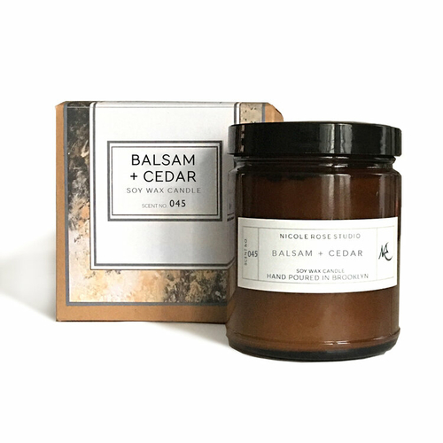 Nicole Rose Studio: Balsam + Cedar Soy Wax Candle – A Handcrafted Journey into Tranquility
